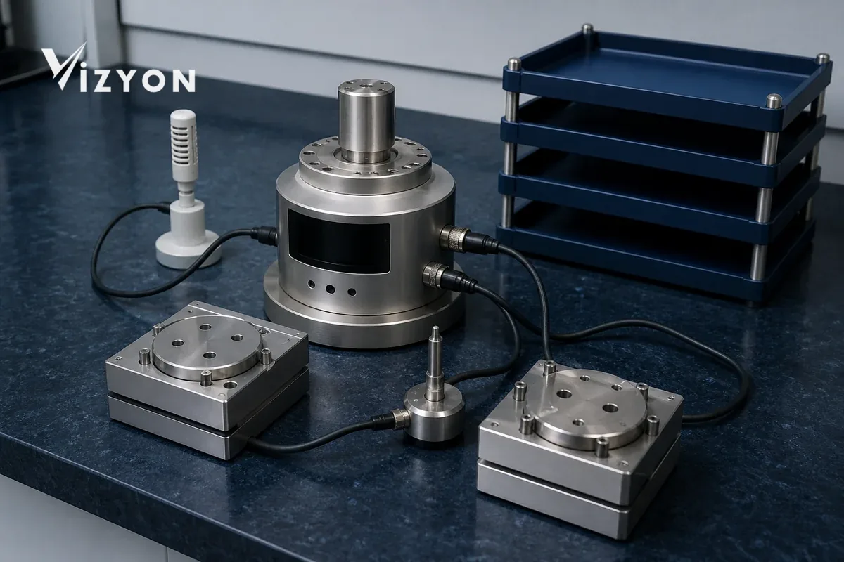 Linkage of the reference instrument, environmental sensors and auxiliary standards within the same calibration setup