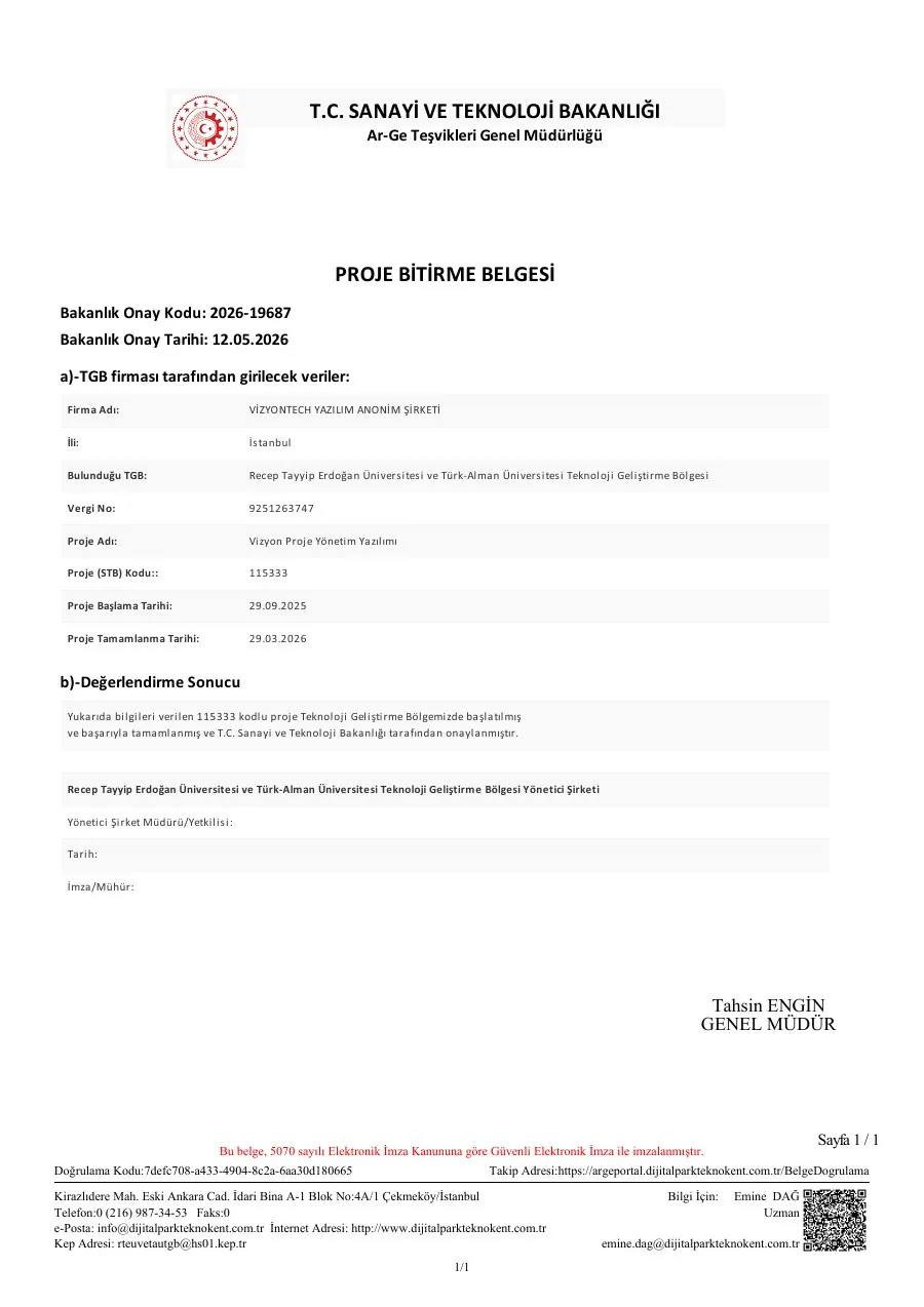 First-page preview of the Ministry-approved project completion certificate