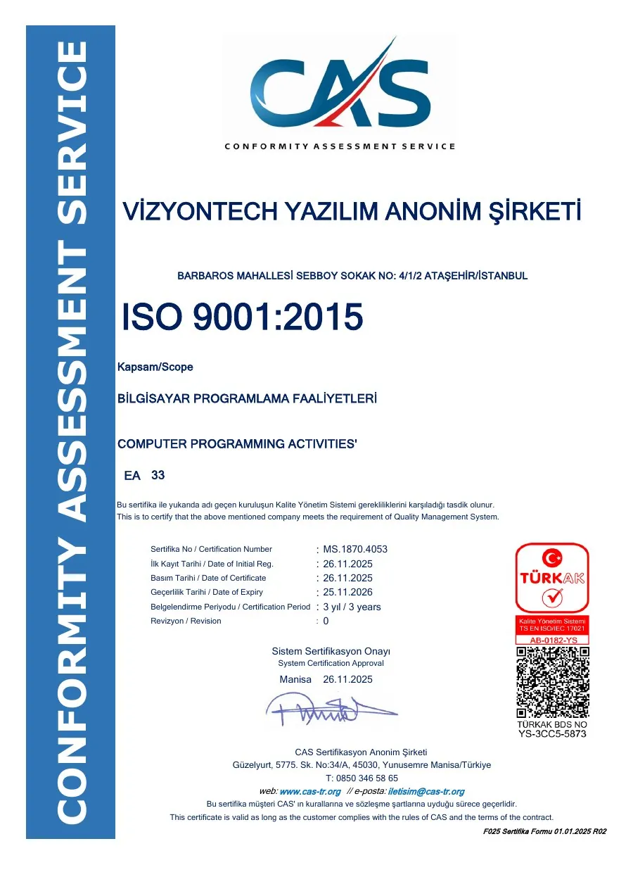 First-page preview of the ISO 9001:2015 certificate